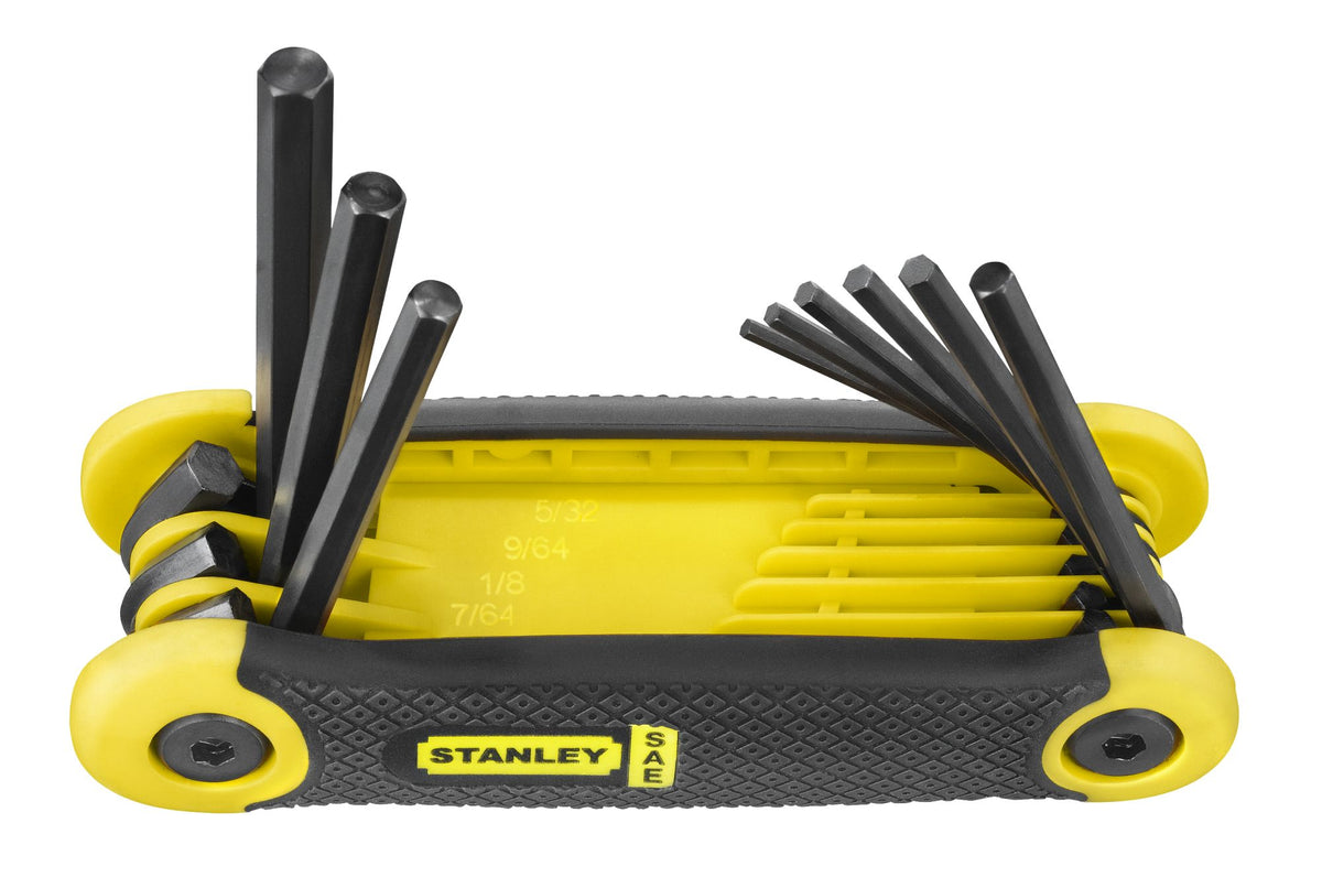 conjunto de 9 chaves hexagonais sae 5/64" 1/4" - stanley (2-69-265) - 2-69-265