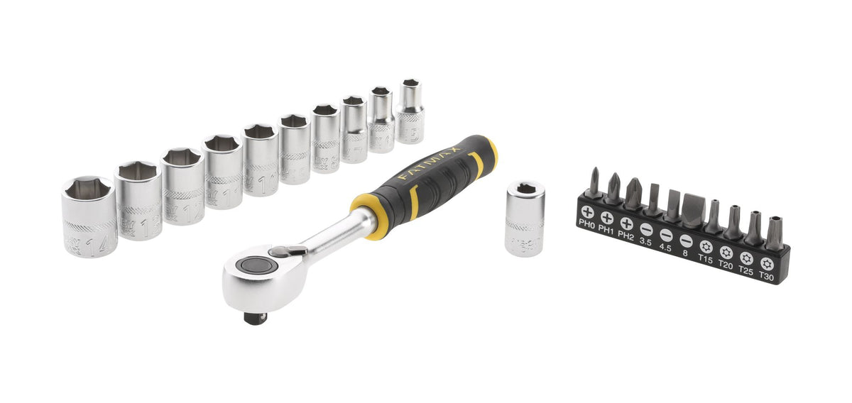 conjunto de roquete fatmax® 1/4" 120 dientes y pontas - 22 peças - stanley (fmmt82679-0) - fmmt82679-0