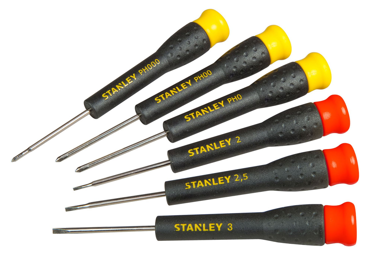 conjunto chaves de fenda precisão plano/phillips - 6 peças - stanley (stht0-62632) - stht0-62632