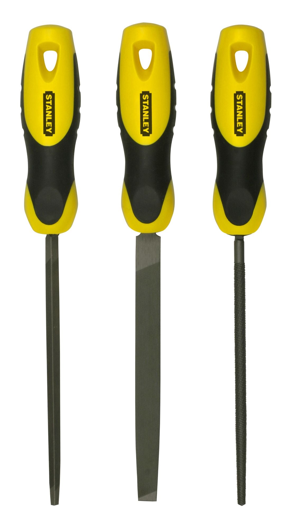 conjunto de 3 limas bastarda 6"/150mm - redonda, plana, triangular - stanley (0-22-445) - 0-22-445