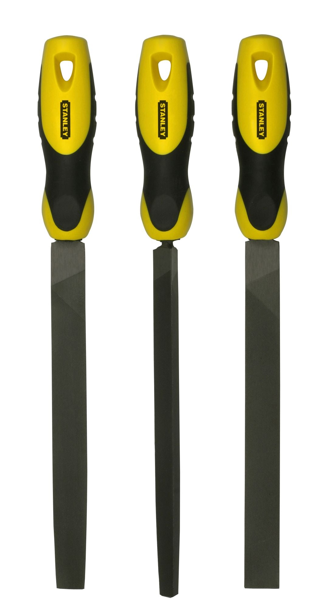 conjunto de 3 limas bastarda 8"/200mm - redonda, plana, triangular - stanley (0-22-464) - 0-22-464