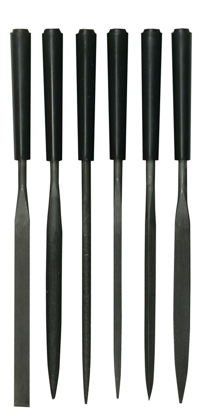 conjunto de 6 limas de agulha 6"/150mm - redonda, plana, triangular, media cana meio murça - stanley (0-22-500) - 0-22-500