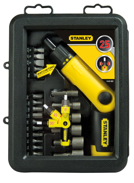 multi-pontas de roquete com punho de pistola - 25 peças - stanley (0-63-022) - 0-63-022