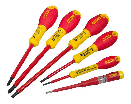 conjunto chaves de fenda eletricista isolado 1000v fatmax® plano/phillips - 6 peças - stanley (0-65-441) - 0-65-441