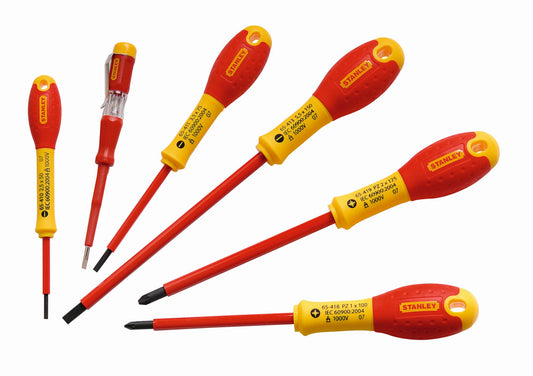 conjunto chaves de fenda eletricista isolado 1000v fatmax® plano/pozidriv - 6 peças - stanley (0-65-443) - 0-65-443