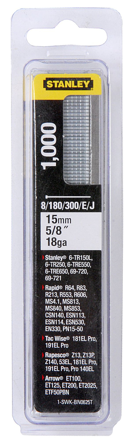 prego brad "j" 15mm - 1000 unidades - stanley (1-swk-bn0625t) - 1-swk-bn0625t