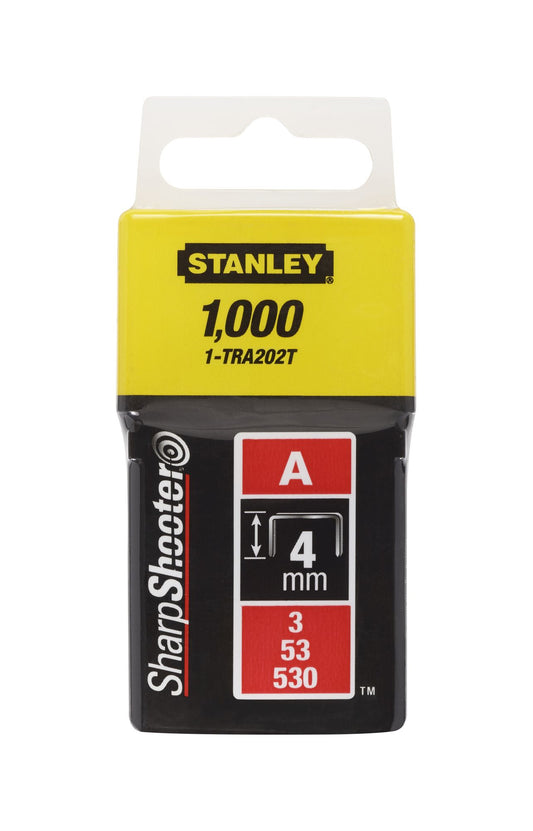 agrafo "a" (5/53/530) 4mm - 1000 unidades - stanley (1-tra202t) - 1-tra202t