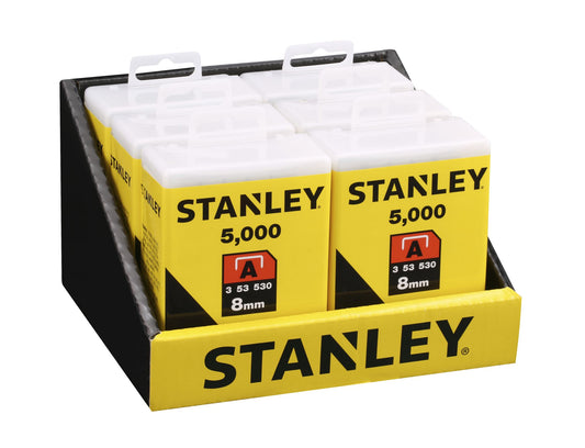 agrafo "a" (5/53/530) 8mm - 5000 unidades - stanley (1-tra205-5t) - 1-tra205-5t
