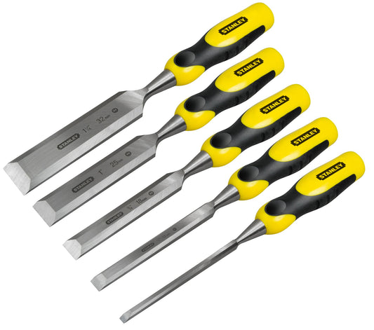 conjunto de formões dynagrip® para madeira - 5 unidades - 6mm, 12mm, 18mm, 25mm, 32mm - stanley (2-16-885) - 2-16-885
