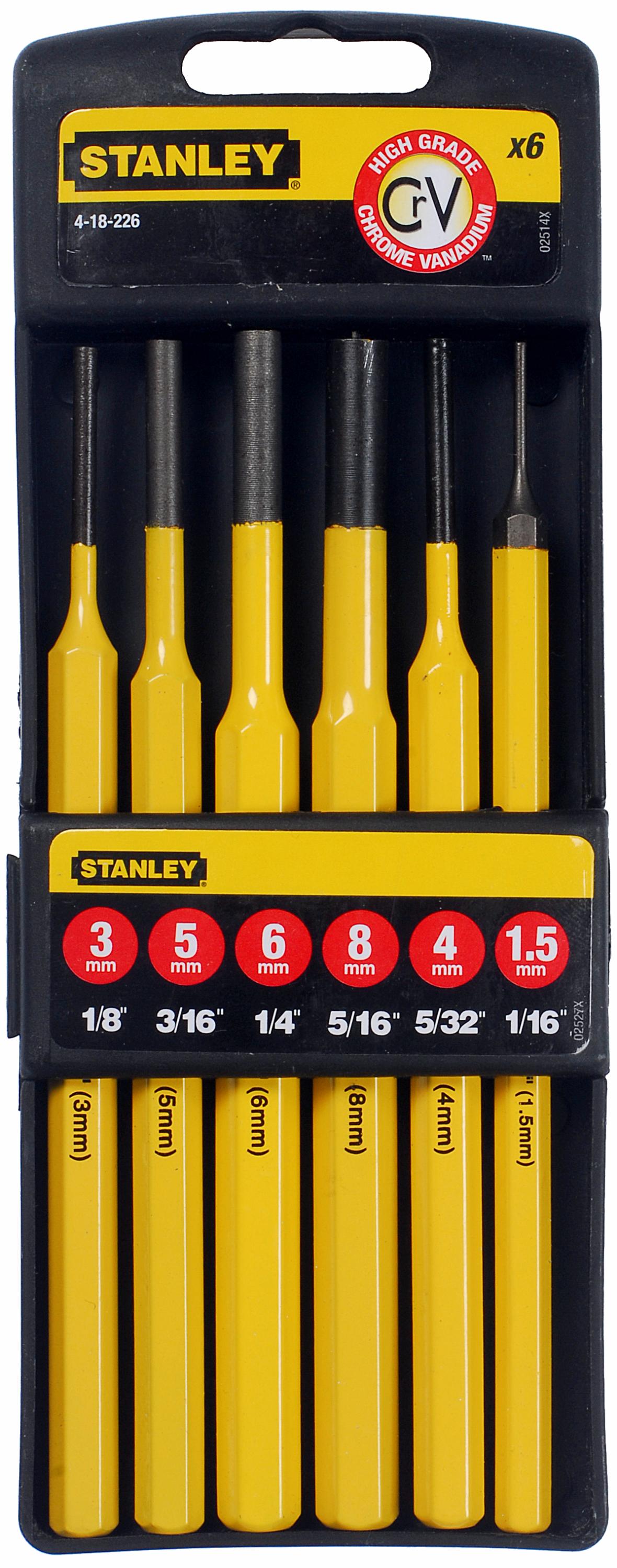 conjunto punçoes - 6 unidades - stanley (4-18-226) - 4-18-226
