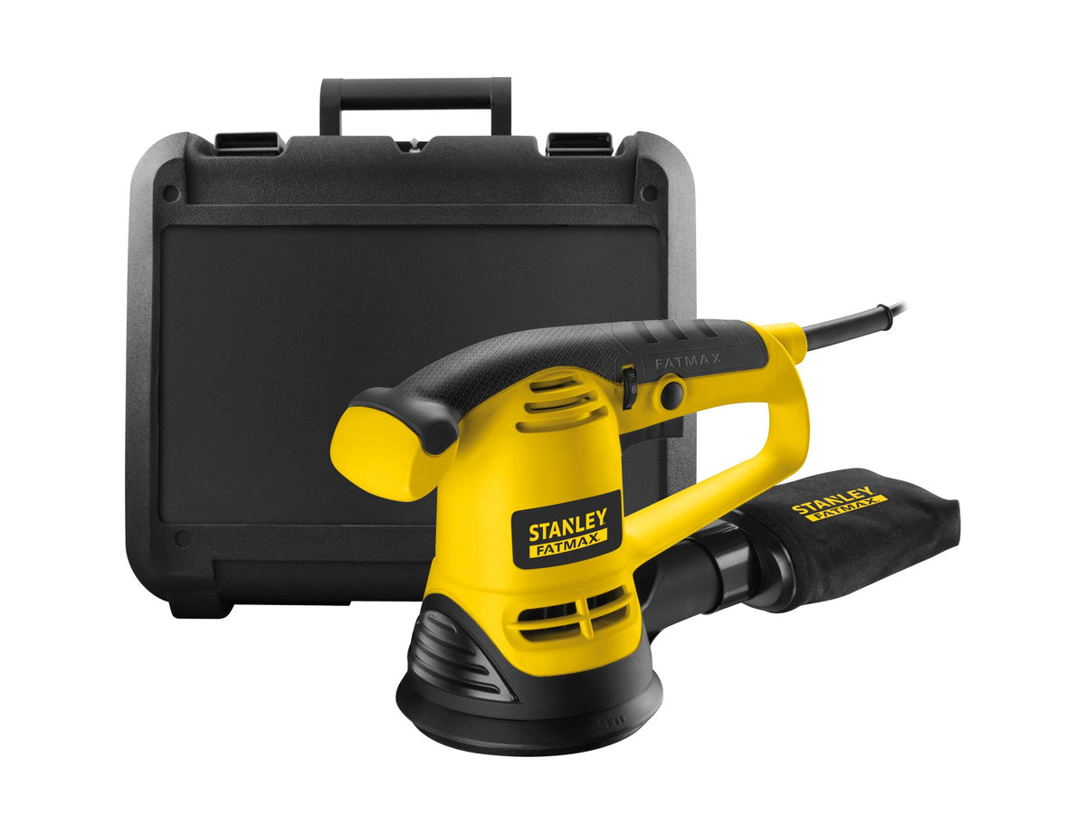 Lixadora Rotorbital 480W, velocidade variável 4.000 - 12.000 rpm, tamanho base 125mm, diâmetro da órbita 5,0mm, excentricidade 2,5mm. Inclui 3 folhas de lixa e mala - STANLEY (FME440K-QS) - vista 1