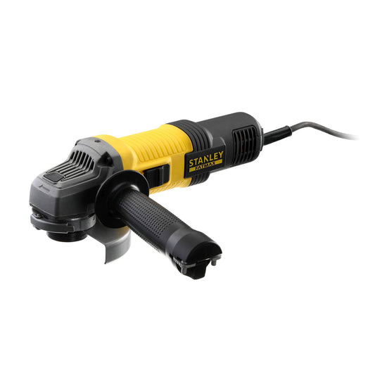 rebarbadora 850w 115mm, velocidade 12.000 rpm, rosca do eixo m14, guarda protetora sem chave, proteção contra o reinício e arranque suave. inclui punho lateral e chave para disco - stanley (fmeg210-qs) - fmeg210-qs