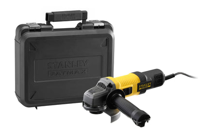 Rebarbadora 850W 125mm, velocidade 12.000 rpm, rosca do eixo M14, guarda protetora sem chave, proteção contra o reinício e arranque suave. Inclui punho lateral, chave para disco e mala - STANLEY (FMEG220K-QS) - vista 1