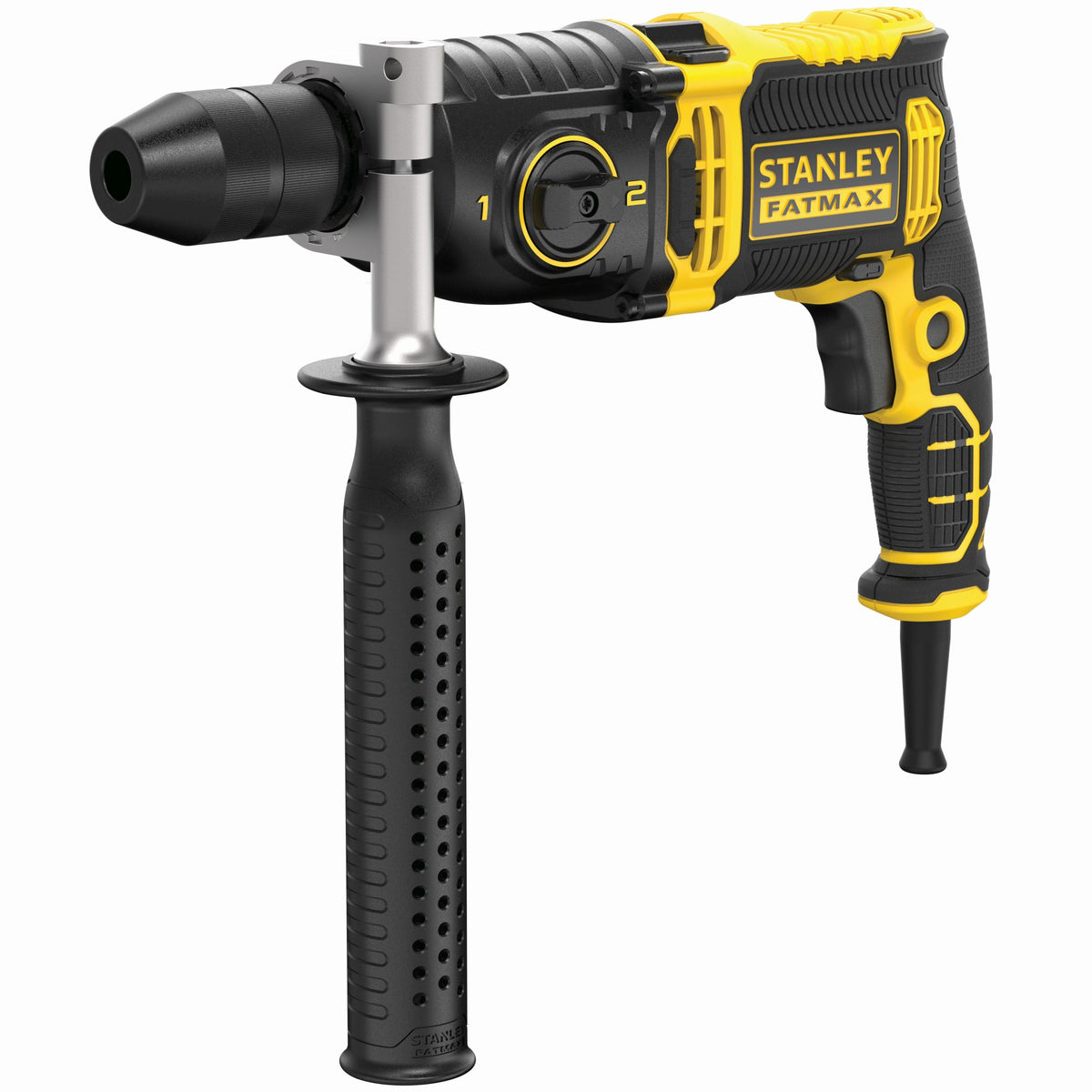 Berbequim com Percussão 1.100W, bucha metálico 13mm automático, 2 velocidades 0 - 1.100/3.200 rpm, 54.400 ipm. Inclui punho lateral e mala - STANLEY (FMEH1100K-QS) - vista 1