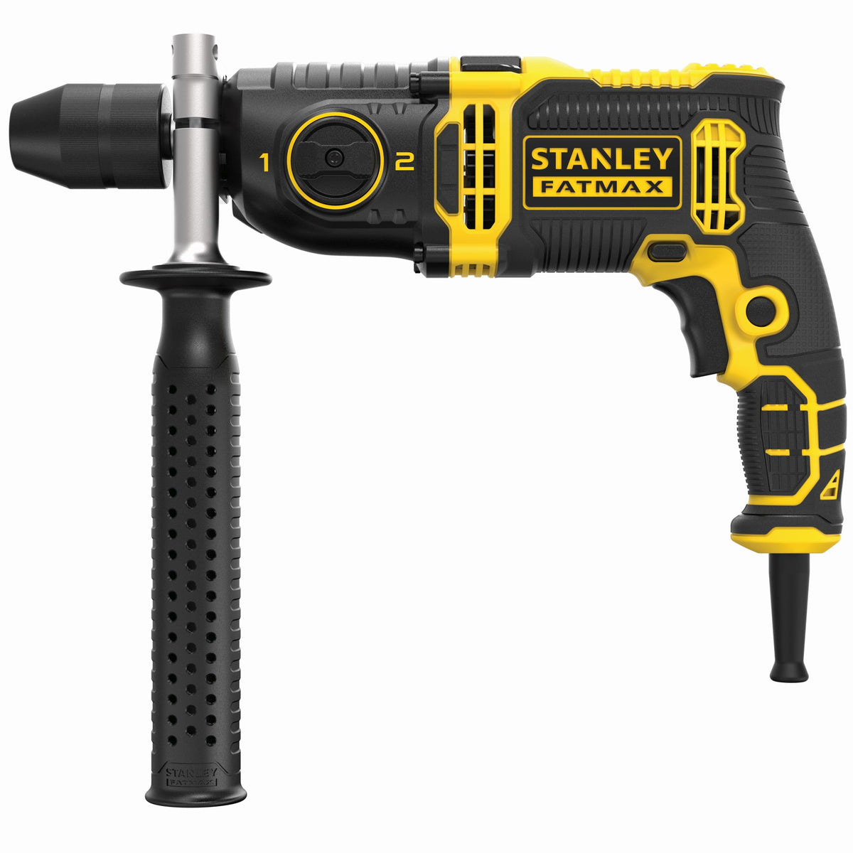Berbequim com Percussão 1.100W, bucha metálico 13mm automático, 2 velocidades 0 - 1.100/3.200 rpm, 54.400 ipm. Inclui punho lateral e mala - STANLEY (FMEH1100K-QS) - vista 2