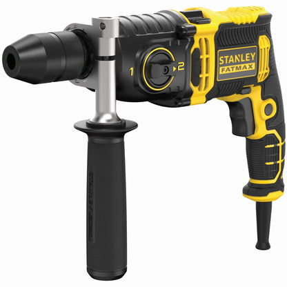 Berbequim com Percussão 850W, bucha metálico 13mm automático, 2 velocidades 0 - 1.100/3.200 rpm, 54.400 ipm. Inclui punho lateral e mala - STANLEY (FMEH850K-QS) - vista 1