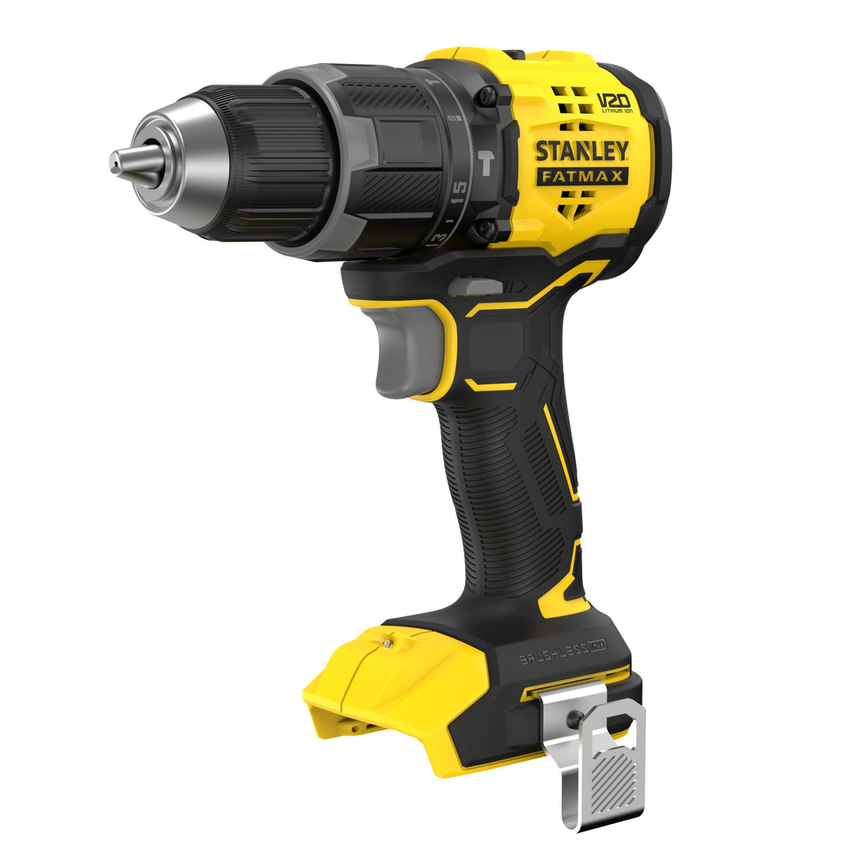 Berbequim com Percussão BRUSHLESS V20 Li-Ion 18V 60Nm, bucha 13mm, 15 + 1 posições para controlo do binário, 2 velocidades 0 - 600/1.900 rpm, 32.300 ipm.Sem carregador/bateria. - STANLEY (SFMCD716B-XJ) - vista 1