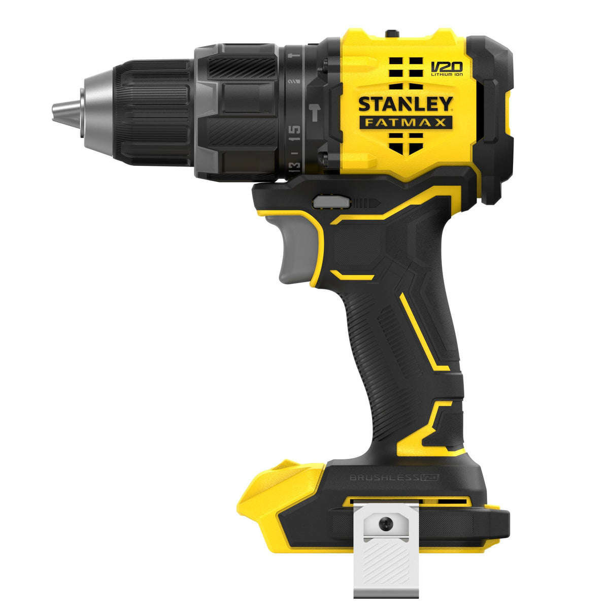 Berbequim com Percussão BRUSHLESS V20 Li-Ion 18V 60Nm, bucha 13mm, 15 + 1 posições para controlo do binário, 2 velocidades 0 - 600/1.900 rpm, 32.300 ipm.Sem carregador/bateria. - STANLEY (SFMCD716B-XJ) - vista 2
