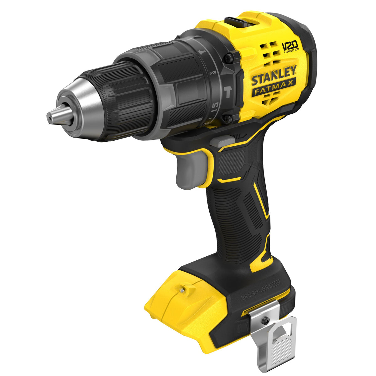Berbequim com Percussão BRUSHLESS V20 Li-Ion 18V 60Nm, bucha 13mm, 15 + 1 posições para controlo do binário, 2 velocidades 0 - 600/1.900 rpm, 32.300 ipm.Sem carregador/bateria. - STANLEY (SFMCD716B-XJ) - vista 3
