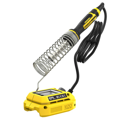 Soldador V20 Li-Ion 18V, temperatura ajustável 204~482°C, ponta de 6,35 mm de diâmetro, comprimento do cabo 120cm, Luz LED para períodos de aquecimento/arrefecimento. Sem bateria/carregador - STANLEY (SFMCE040B-XJ) - vista 1