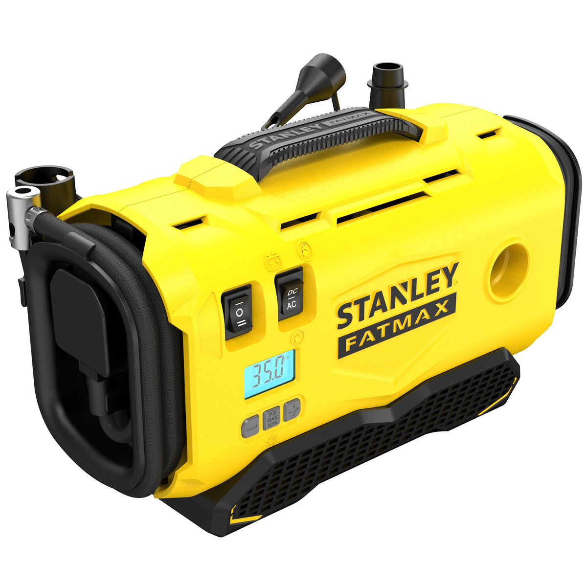 Insuflador de Ar V20 18 V, alimentação CA 230 V ou CC 12/18 V, pressão até 160 PSI (11,03 bar), visor digital e desligamento automático. Sem bateria nem carregador - STANLEY (SFMCE520B-QW) - vista 2