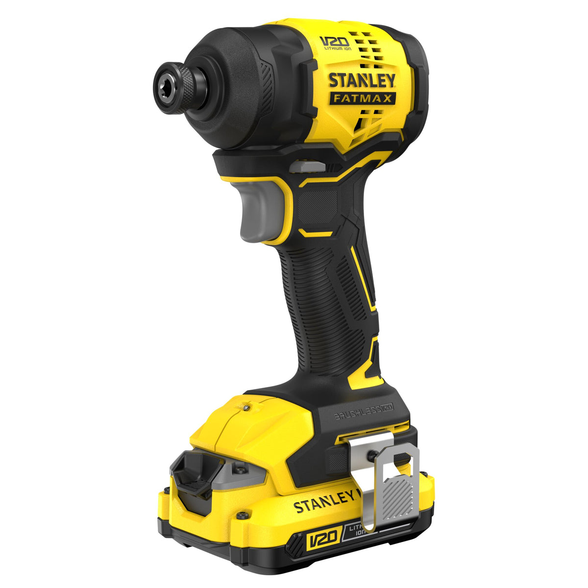 Aparafusador de Impacto BRUSHLESS V20 Li-Ion 18V 170Nm, porta-pontas 1/4' (6,35mm), 1 velocidade 0-2.800 rpm, 3,500 ipm. Inclui 1 bateria de Li-Ion 2Ah, carregador de 1,25A e mala ProStack. - STANLEY (SFMCF811D1T-QW) - vista 1