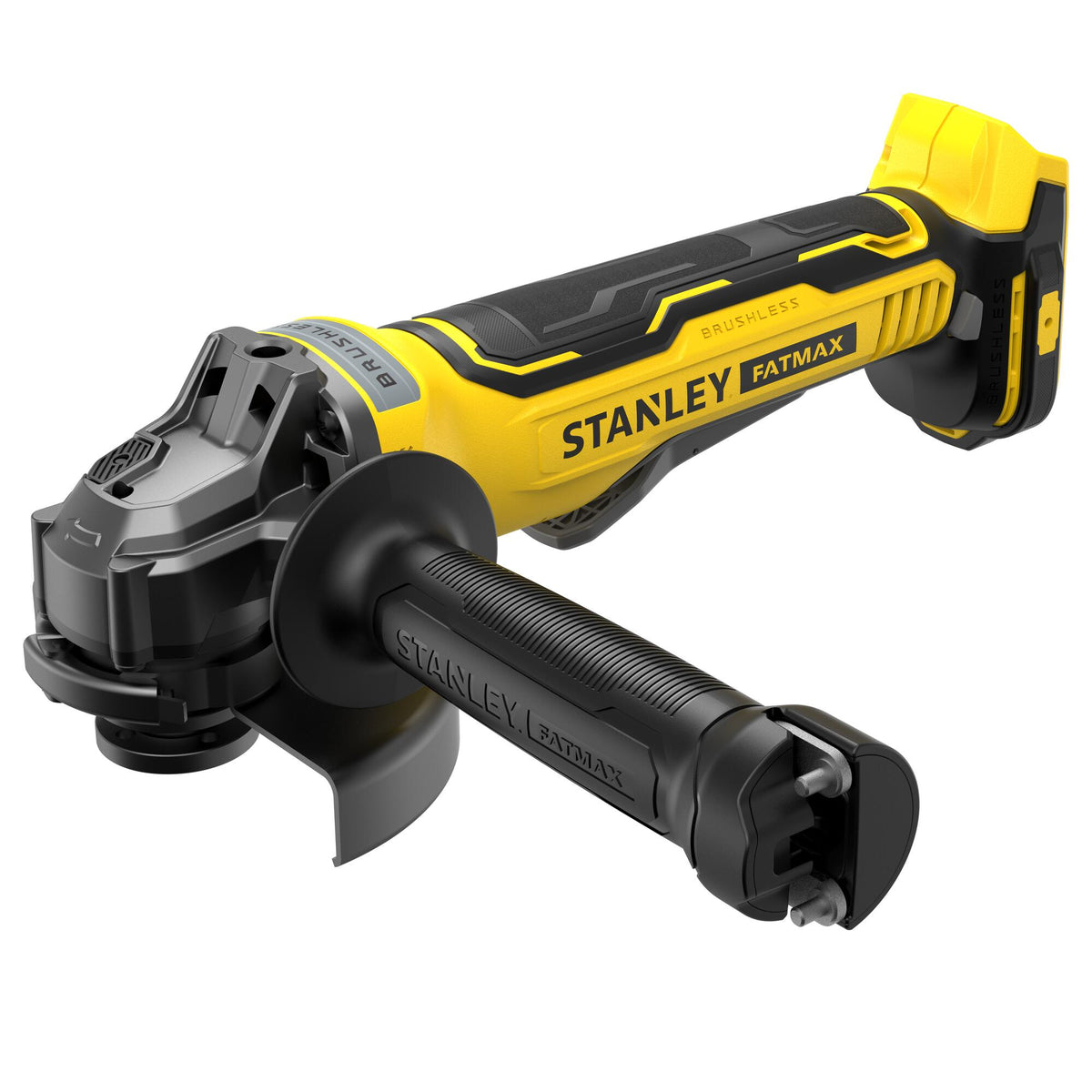 Rebarbadora Brushless V20 18 V, disco 125 mm, 8.000 rpm, rosca M14, arranque suave, travão eletrónico e interruptor homem-morto. Inclui punho lateral e chave. Sem bateria nem carregador - STANLEY (SFMCG700B-XJ) - vista 2