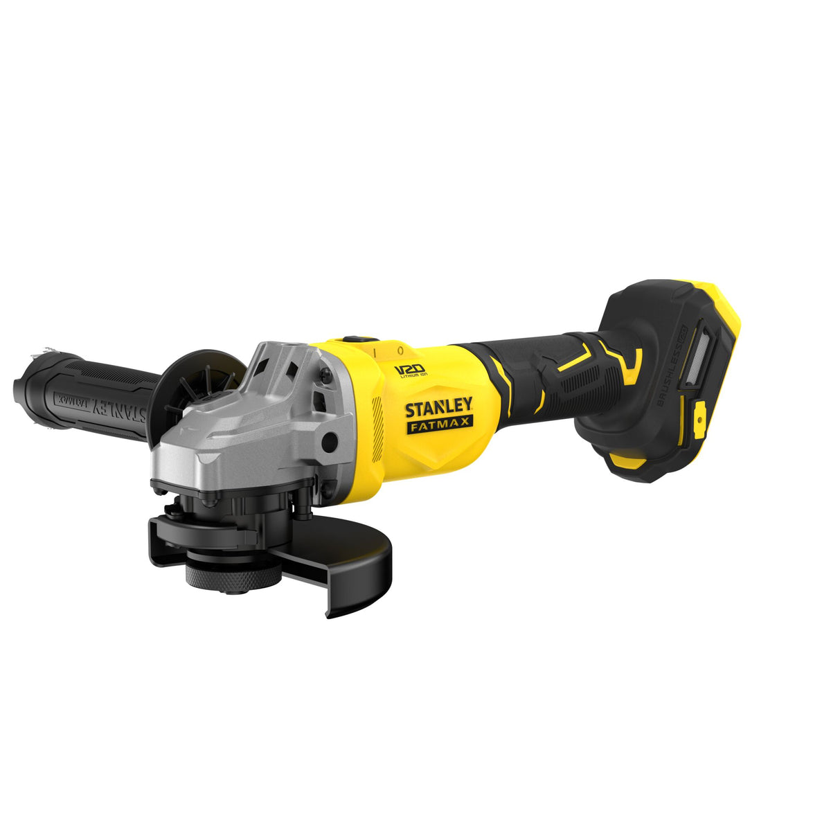 Rebarbadora BRUSHLESS V20 Li-Ion 18V 125mm, velocidade 8.500 rpm, travão eletrónico, interrutor deslizante. Inclui punho lateral, chave para disco. Sem carregador/bateria. - STANLEY (SFMCG710B-XJ) - vista 1