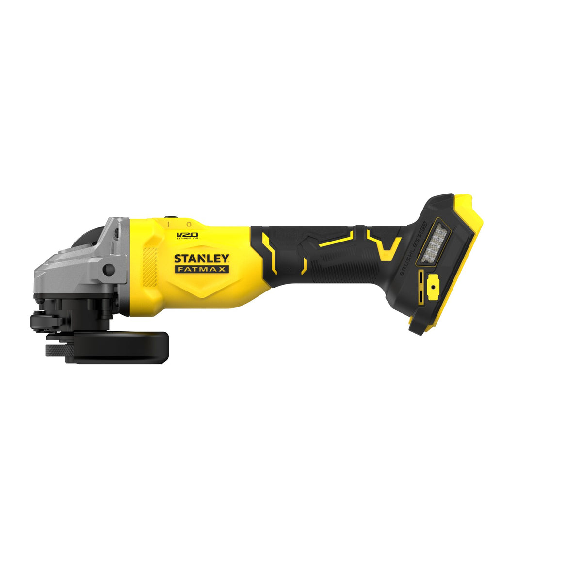 Rebarbadora BRUSHLESS V20 Li-Ion 18V 125mm, velocidade 8.500 rpm, travão eletrónico, interrutor deslizante. Inclui punho lateral, chave para disco. Sem carregador/bateria. - STANLEY (SFMCG710B-XJ) - vista 2