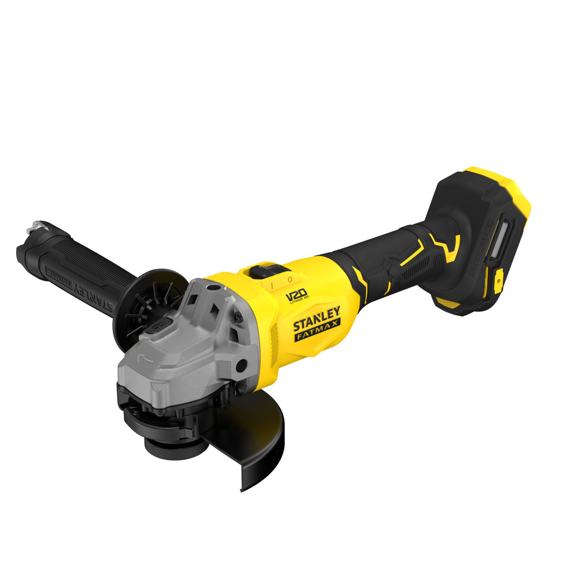 Rebarbadora BRUSHLESS V20 Li-Ion 18V 125mm, velocidade 8.500 rpm, travão eletrónico, interrutor deslizante. Inclui punho lateral, chave para disco. Sem carregador/bateria. - STANLEY (SFMCG710B-XJ) - vista 3