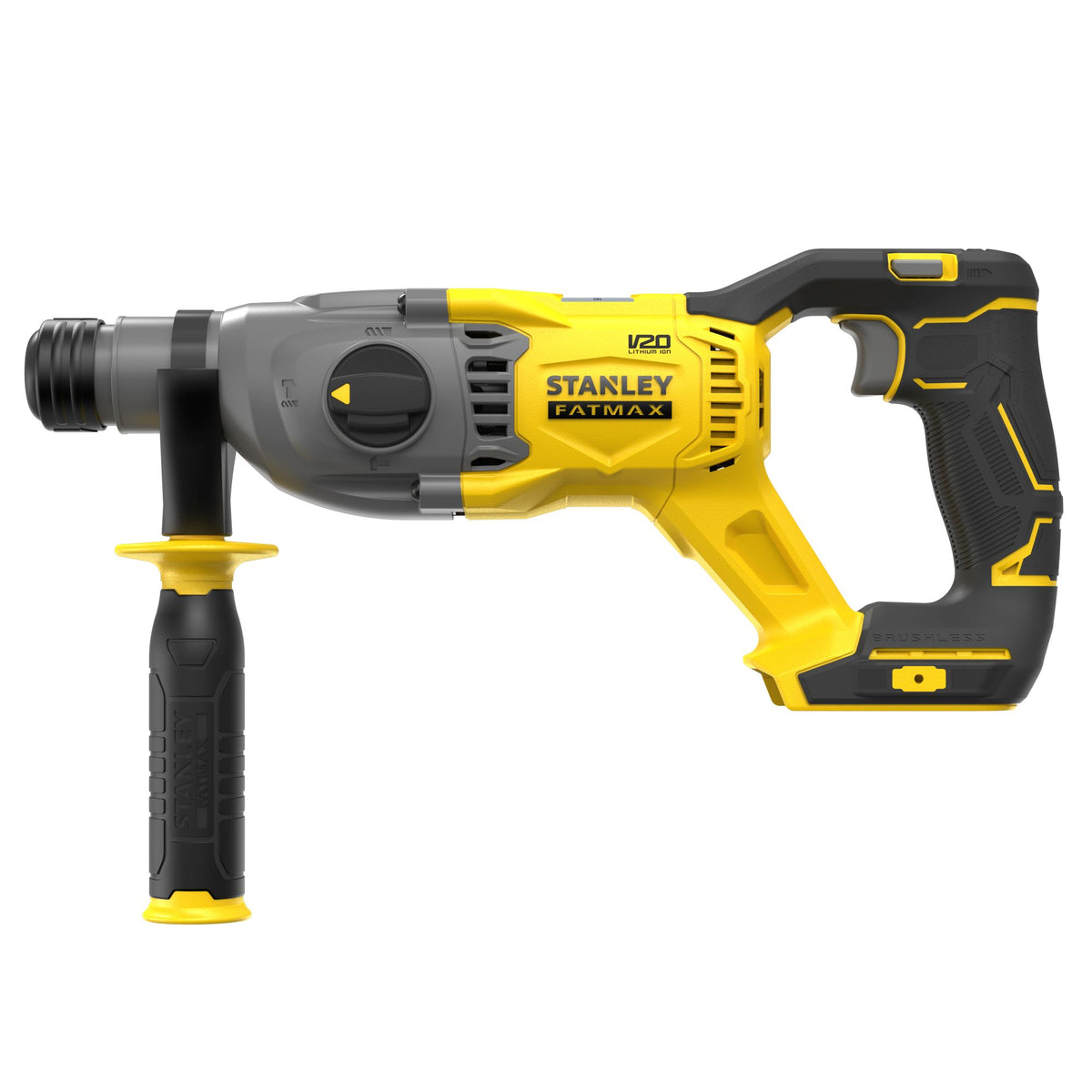 Martelo SDS plus® BRUSHLESS V20 Li-Ion 18V 2J (EPTA) 3 modos, velocidade 0 - 1.500 rpm, 0 - 5.500 ipm. Inclui tope de profundidade e punho lateral. Sem carregador/bateria - STANLEY (SFMCH900B-XJ) - vista 2