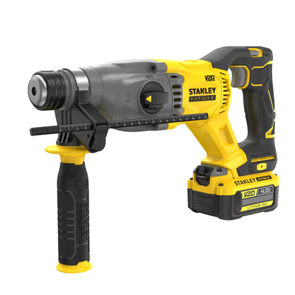 Martelo SDS plus® BRUSHLESS V20 Li-Ion 18V 2J (EPTA) 3 modos, velocidade 0 - 1.500 rpm, 0 - 5.500 ipm. Inclui tope de profundidade, punho lateral, 2 baterias Li-Ion 4Ah, carregador 2A e mala TSTAK. - STANLEY (SFMCH900M22-QW) - vista 1