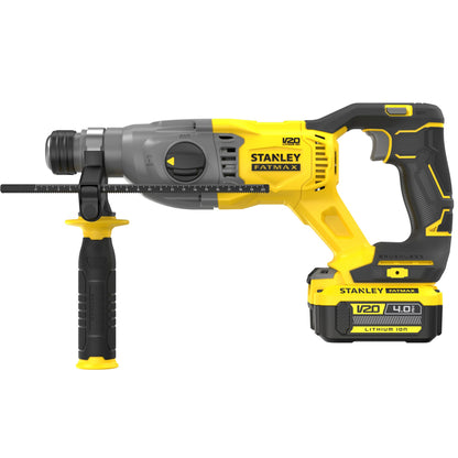 Martelo SDS plus® BRUSHLESS V20 Li-Ion 18V 2J (EPTA) 3 modos, velocidade 0 - 1.500 rpm, 0 - 5.500 ipm. Inclui tope de profundidade, punho lateral, 2 baterias Li-Ion 4Ah, carregador 2A e mala TSTAK. - STANLEY (SFMCH900M22-QW) - vista 2