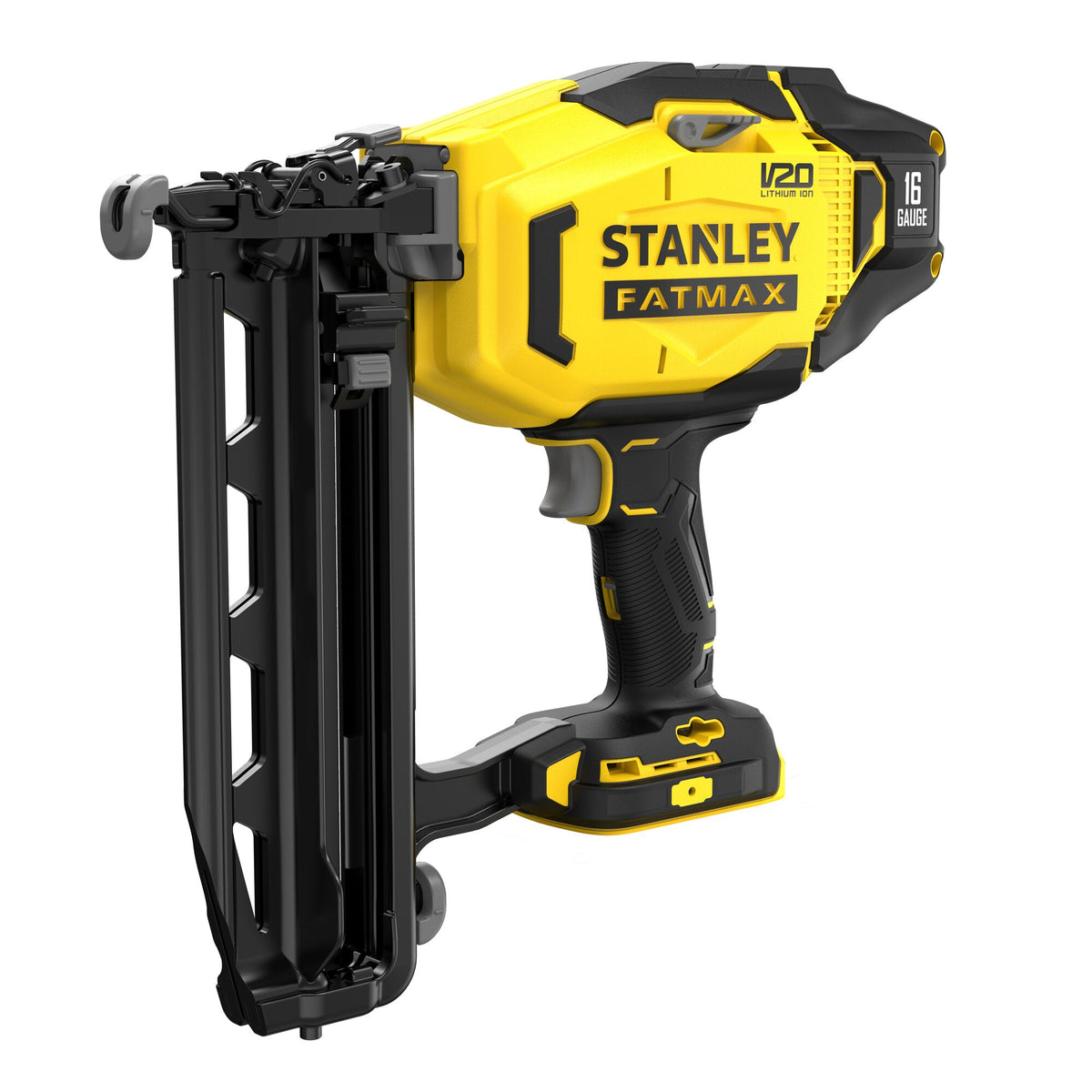 Pregadora de Acabamentos V20 18 V, 16 Ga, pregos 25–64 mm, Ø1,6 mm, capacidade 100, energia 60 J, disparo sequencial, desobstrução sem ferramentas e LED. Sem bateria nem carregador - STANLEY (SFMCN616B-XJ) - vista 1