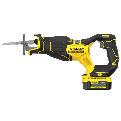 Serra Sabre BRUSHLESS V20 Li-Ion 18V, 2 velocidades 0 - 2.300/3.200 cpm, dimensão do golpe 28,5mm,com braçadeira de ramo. Inclui 1 bateria Li-Ion 4Ah, carregador 2A e mala ProStack. - STANLEY (SFMCS311M1T-QW) - vista 2