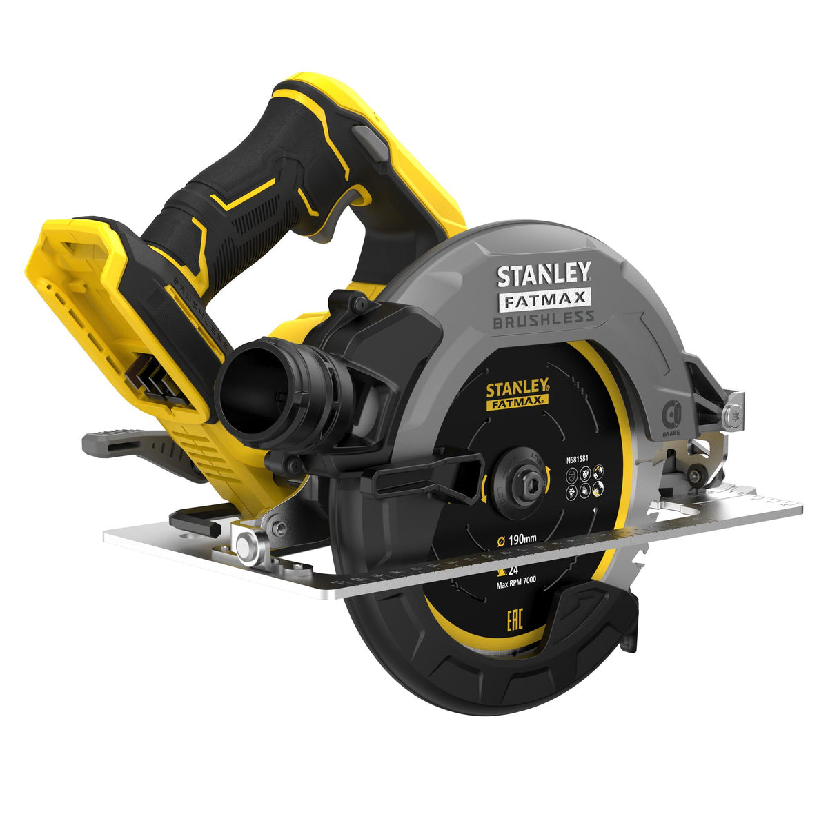 Serra Circular BRUSHLESS V20 Li-Ion 18V Ø190mm, velocidade 5.000 rpm, profundidade de corte 65mm, capacidade de bisel 0 - 56°. IncluI 1 disco TCT 24T Ø190 x 30mm. Sem carregador/bateria. - STANLEY (SFMCS550B-XJ) - vista 4