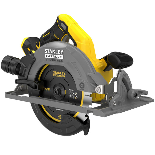 Serra Circular Brushless V20 18 V, disco Ø190 mm, compatível com carril-guia, 5.000 rpm, travão eletrónico, corte 65/50 mm a 90°/45° e bisel 0–56°. Inclui disco TCT 24 dentes. Sem bateria/carregador - STANLEY (SFMCS551B-XJ) - vista 1