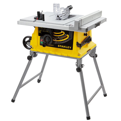 Serra de Mesa 1.800 W, disco Ø254 mm, 4.800 rpm, corte 80 mm a 90° e 50 mm a 45°, extensão de guia 660 mm, peso 28,8 kg. Inclui disco TCT 60 dentes, guia paralela, empurrador, pinça, chave e aspiração - STANLEY (SST1800-QS) - vista 1