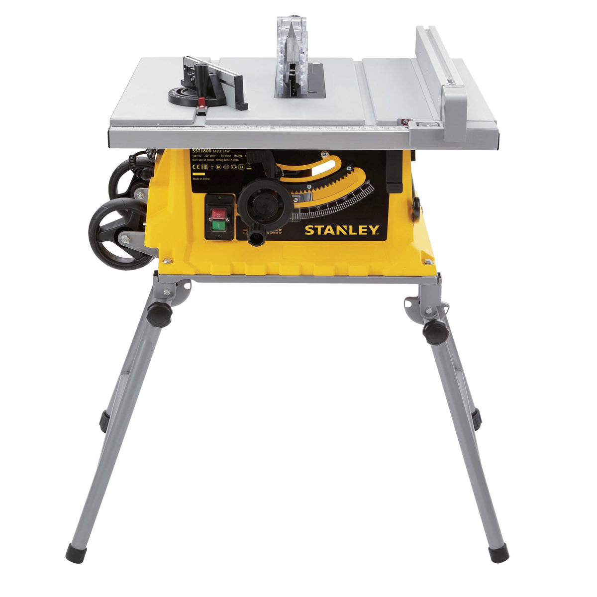 Serra de Mesa 1.800 W, disco Ø254 mm, 4.800 rpm, corte 80 mm a 90° e 50 mm a 45°, extensão de guia 660 mm, peso 28,8 kg. Inclui disco TCT 60 dentes, guia paralela, empurrador, pinça, chave e aspiração - STANLEY (SST1800-QS) - vista 2