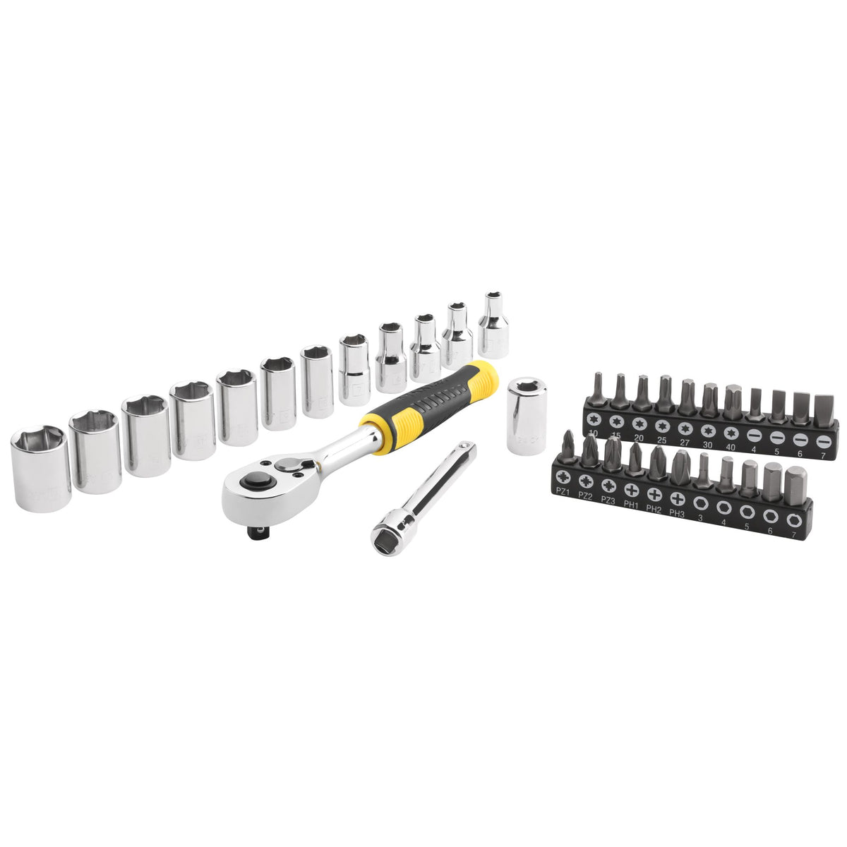Conjunto Compacto Roquete y Chaves de Caixa 1/4' 72 Dientes - 37 Peças - STANLEY (STMT82672-0) - vista 1