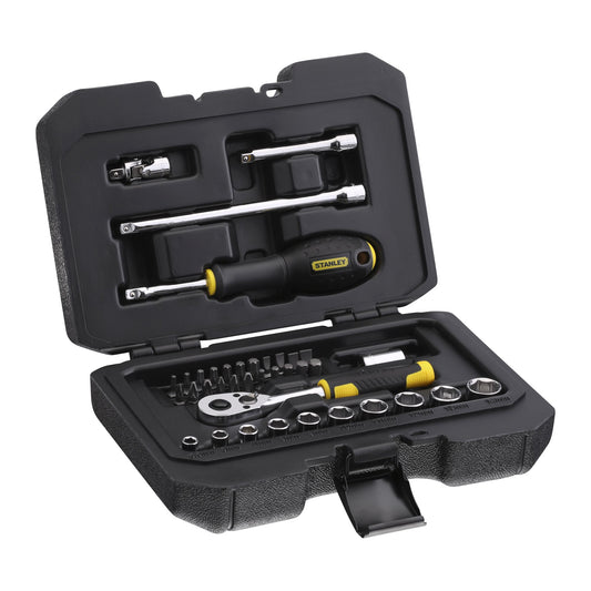 conjunto de chaves de caixa 1/4" - 38 peças - stanley (stmt82828-1) - stmt82828-1